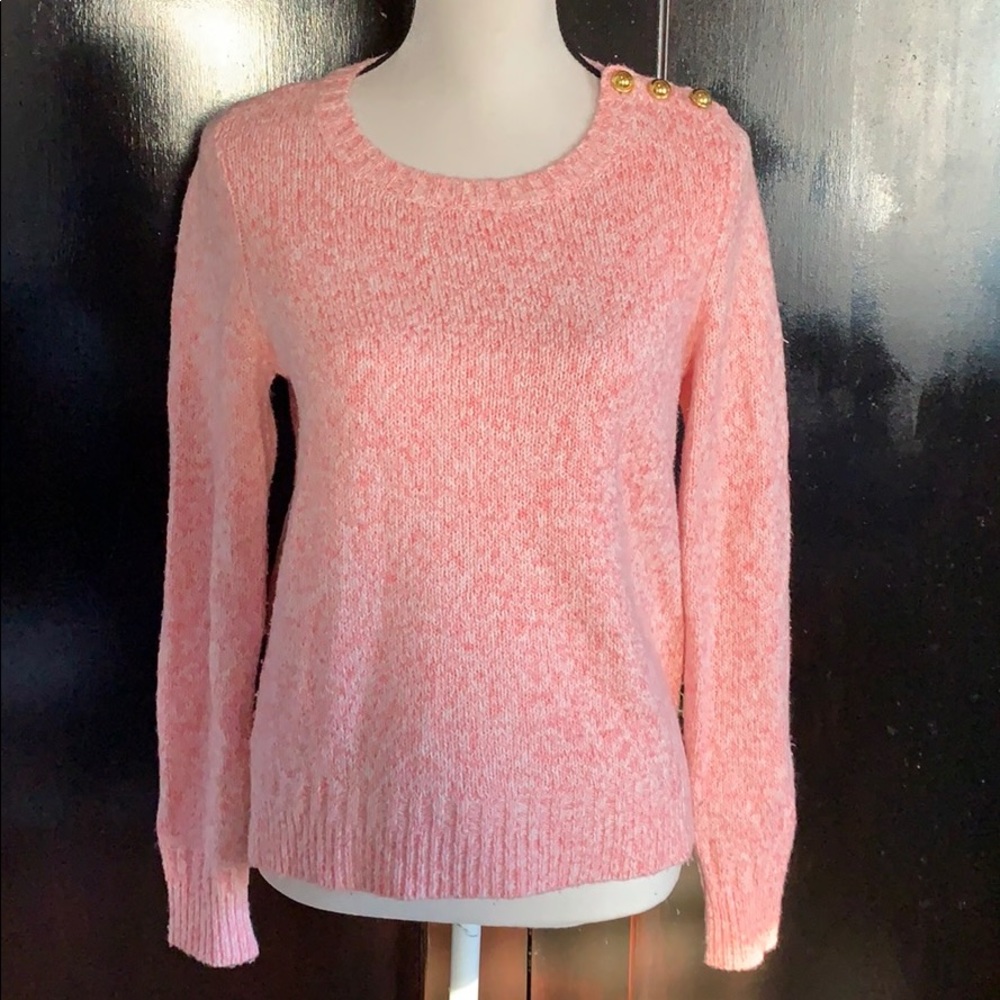 3x$10 Loft  pink sweater with gold buttons detail